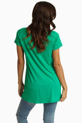 Emerald Crochet Pocket Short Sleeve Top