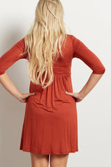 Rust Draped Front Maternity/Nursing Dress