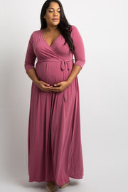 PinkBlush Mauve Sash Tie Wrap Plus Maternity Maxi Dress