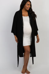 PinkBlush Black Crochet Trim Plus Delivery/Nursing Maternity Robe