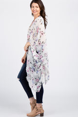 Ivory Floral Chiffon Oversized Cover Up
