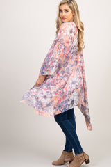 Peach Floral Chiffon Oversized Maternity Cover Up