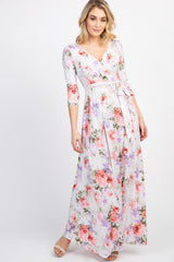PinkBlush White Floral Wrap Maxi Dress
