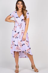 PinkBlush Lavender Floral Hi-Low Wrap Dress