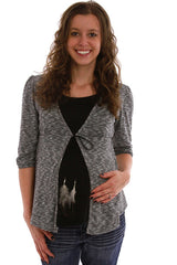 Black/Grey Feather Tie Layered Top