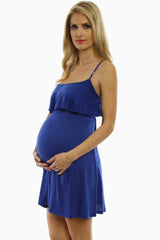 Blue Layered Maternity Dress