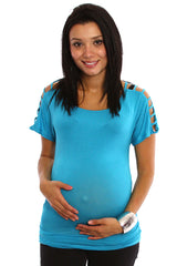 Blue Open Sleeve Maternity Shirt