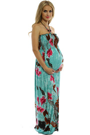 Aqua Floral Maxi Maternity Dress