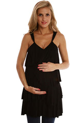 Black Layered Maternity Tunic Tank Top