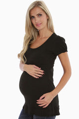 Black Short Sleeve Maternity Shirt