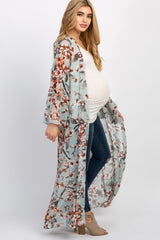 PinkBlush Light Olive Floral Long Maternity Cover Up