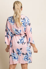 Pink Floral Print Delivery/Nursing Maternity Robe