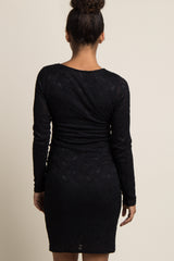 PinkBlush Black Lace Fitted Long Sleeve Maternity Dress