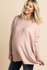 Light Pink Pocketed Dolman Sleeve Maternity Top