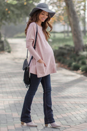 Light Pink Pocketed Dolman Sleeve Maternity Top