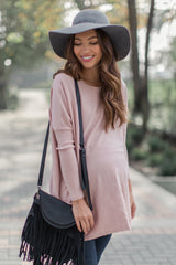 Light Pink Pocketed Dolman Sleeve Maternity Top