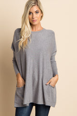 Heather Grey Pocketed Dolman Sleeve Top