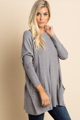 Heather Grey Pocketed Dolman Sleeve Top