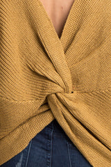 Camel Open Knot Back Dolman Sleeve Maternity Sweater