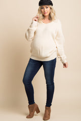 Ivory Open Knot Back Dolman Sleeve Maternity Sweater