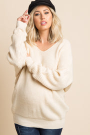 Ivory Open Knot Back Dolman Sleeve Maternity Sweater