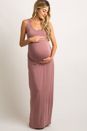 PinkBlush Mauve Sleeveless Fitted Maternity Maxi Dress