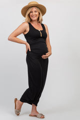 PinkBlush Black Solid Sleeveless Fitted Maternity Maxi Dress