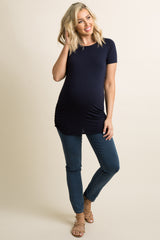 PinkBlush Navy Basic Fitted Short Sleeve Maternity Top