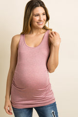 PinkBlush Pink Heathered Ruched Fitted Maternity Tank Top