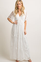 PinkBlush White Lace Mesh Overlay Maxi Dress