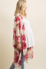PinkBlush Ivory Floral Chiffon Draped Maternity Cover Up