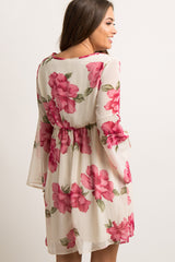 PinkBlush Ivory Floral Chiffon Wrap Maternity Dress