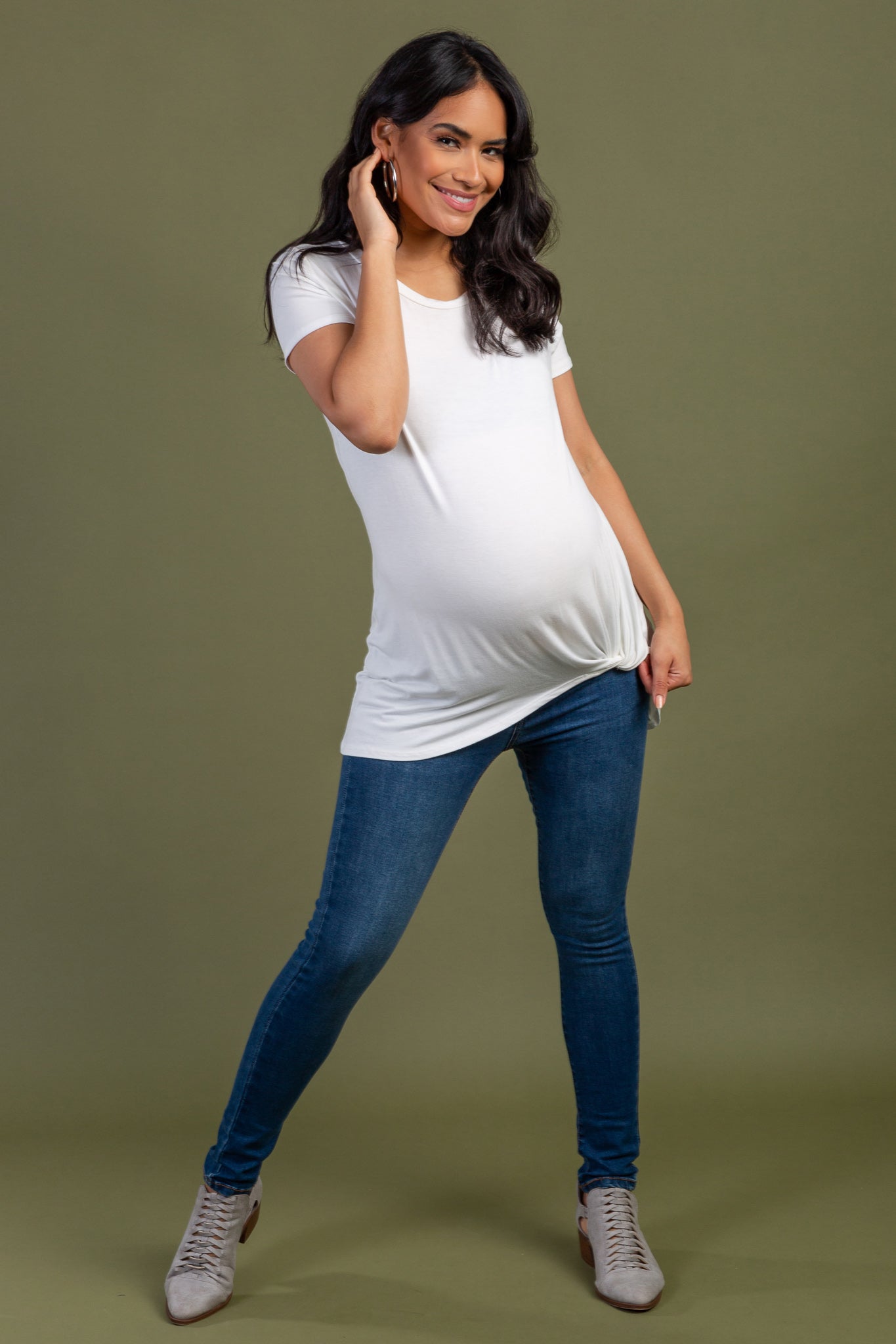 Blue Faded Wash Maternity Skinny Jeans