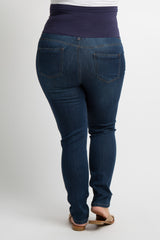 Navy Solid Basic Plus Maternity Jeans