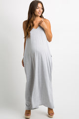Heather Grey Solid Cami Maternity Maxi Dress