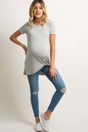 PinkBlush Blue Ripped Knee Raw Cut Maternity Jeans