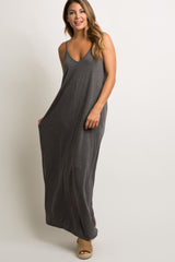 Charcoal Solid Cami Maxi Dress