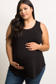 Black Basic Sleeveless Plus Maternity Top