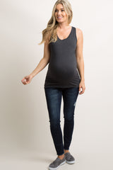 Charcoal Grey Fitted Maternity Tank Top