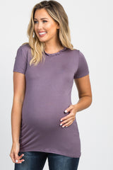 Lavender Ruffle Neckline Maternity Top