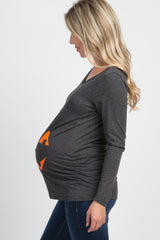 Charcoal Grey Halloween Graphic Maternity Top