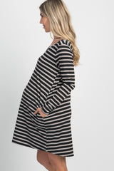 Black Striped Maternity Shift Dress