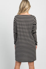 Black Striped Maternity Shift Dress
