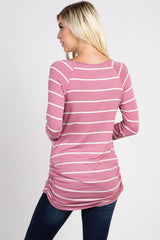 Mauve Striped Ruched Top