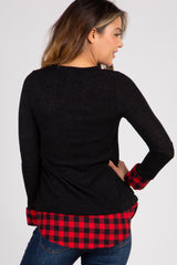 Black Plaid Shirttail Sweater