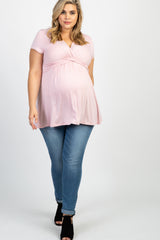 PinkBlush Mauve Draped Front Plus Maternity/Nursing Top