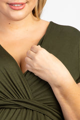 PinkBlush Olive Draped Front Plus Maternity/Nursing Top