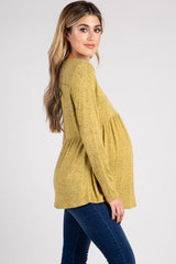 PinkBlush Yellow Soft Knit Maternity Peplum Top