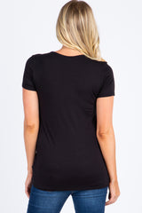 Black Maternity Nursing Short Sleeve Top