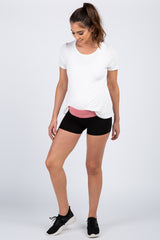 Pink Colorblock Foldover Maternity Shorts